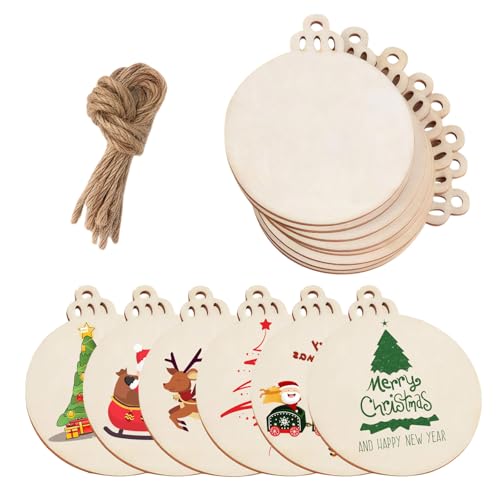 100 Stück unlackierte Holzscheiben, Weihnachtsschmuck, 10,2 cm, runde Holzkreise mit vorgebohrten Löchern, DIY-Handwerk, Holzscheiben für Urlaubsdekorationen 100 Stück unlackierte Holzscheiben, Weihnachtsschmuck, 10,2 cm, runde Holzkreise mit vorgebohrten Löchern, DIY-Handwerk, Holzscheiben für Urlaubsdekorationen von Upstore