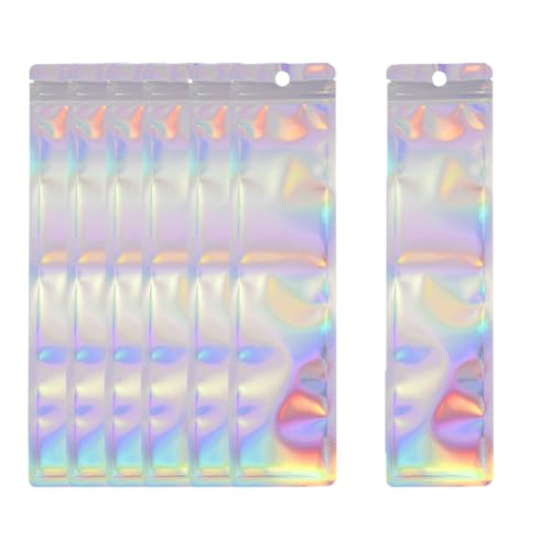 100 Stück wiederverschließbare Folienbeutel, Stiftebeutel, holografischer Reißverschluss, Aufbewahrungsbeutel für Stifte, Schmuck, Kosmetik, kleine Unternehmen, 6,1 x 22,9 cm von Upstore