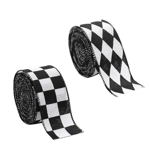 2 Rollen 4,2 Meter schwarz und weiß karierte Bänder Büffelkariert Drahtrand Geschenkband für DIY Haarschleife Kranz Dekorationen Weihnachtsbaum Geschenk Dekoration 2 Stile 2 Rollen 4,2 Meter schwarz und weiß karierte Bänder Büffelkariert Drahtrand Geschenkband für DIY Haarschleife Kranz Dekorationen Weihnachtsbaum Geschenk Dekoration 2 Stile von Upstore