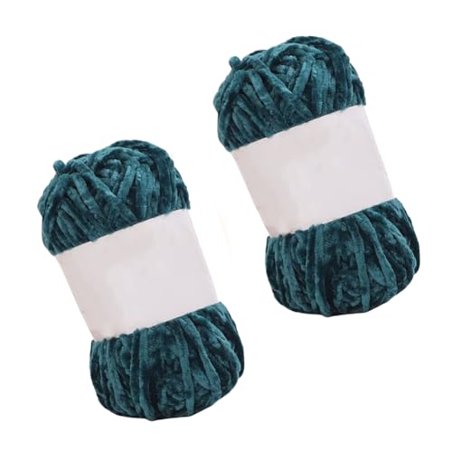 Samt-Chenille-Garn zum Häkeln, weiches, grobes Strickgarn für Baby-Decken, Pullover, Handwerk, DIY, Handarbeitsgarn für Anfänger, Dunkelgrün, 2 Stück von Upstore
