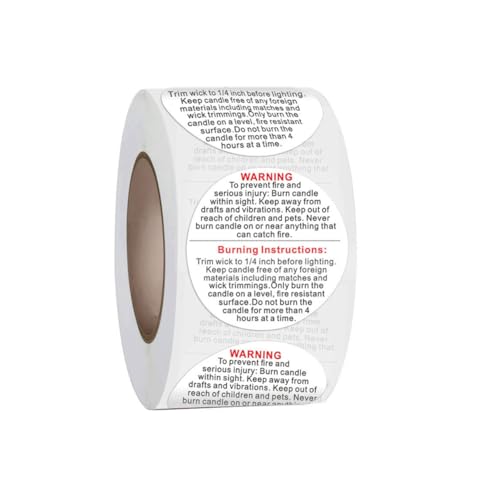 Upstore 500 Stück Warnschilder für Kerzen, 3,8 cm, rund, Sicherheitsaufkleber für Kerzenherstellung, DIY-Kerzengläser Upstore 500 Stück Warnschilder für Kerzen, 3,8 cm, rund, Sicherheitsaufkleber für Kerzenherstellung, DIY-Kerzengläser von Upstore