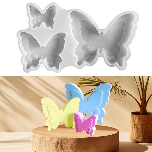 3 Stück Silikonform Schmetterling,Silikonformen Gießformen Schmetterling,Schmetterling Silikonform Gipsformen Zum Gießen,Gießformen Silikon Frühling Giessform Silikon für DIY Handwerk von UptVin