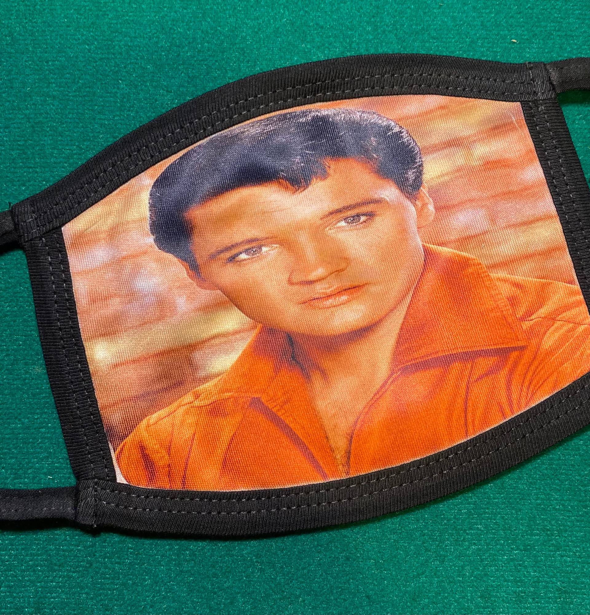 Rock & Roll Elvis Presley Orange Shirt Gesichtsmaske Wiederverwendbar Waschbar Doppellagig von UptownCustomMask