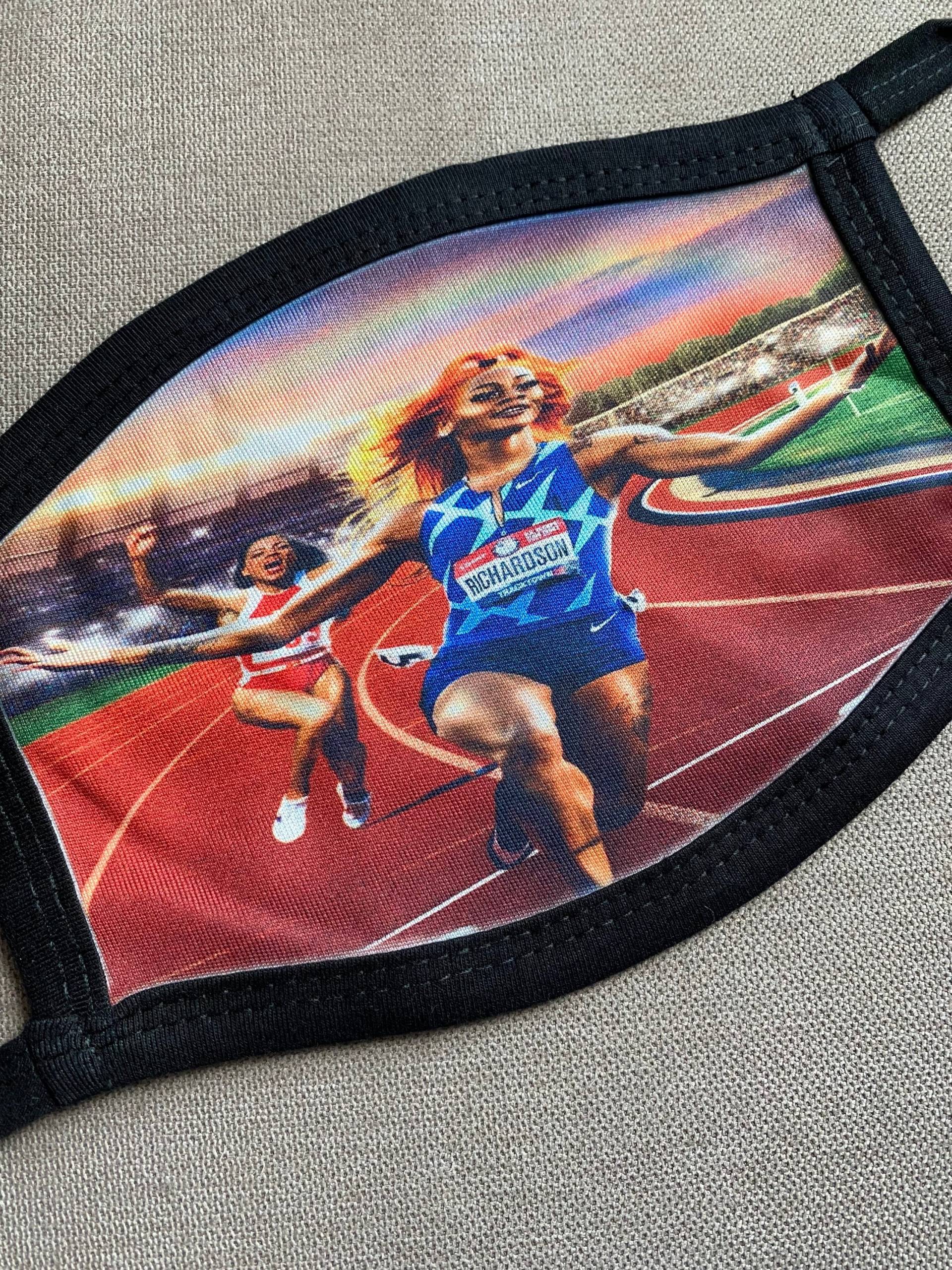 Sha'carri Richardson U.s Frauen 100 Meter Run Gesichtsmaske Wiederverwendbar Waschbar Doppelschicht von UptownCustomMask