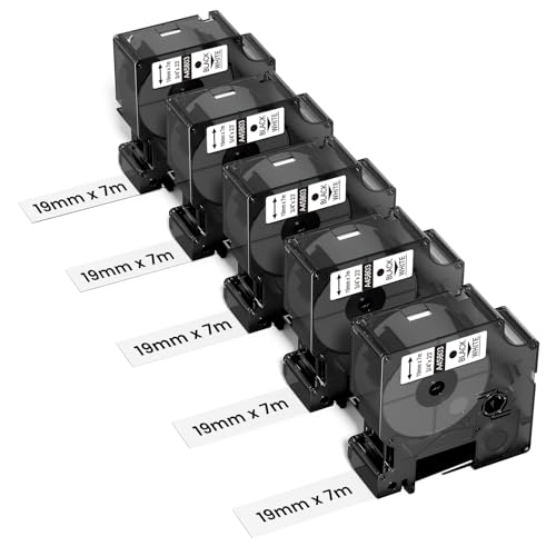 Upwinning 45803 Etikettenband 19mm x 7m Kompatible mit Dymo D1 19mm Etikettenband S0720830 schwarz auf weiß, Kompatibel für Dymo LabelManager 360D 420P 450D 500TS 640CB Beschriftungsgerät, 5 Stück Upwinning 45803 Etikettenband 19mm x 7m Kompatible mit Dymo D1 19mm Etikettenband S0720830 schwarz auf weiß, Kompatibel für Dymo LabelManager 360D 420P 450D 500TS 640CB Beschriftungsgerät, 5 Stück von Upwinning