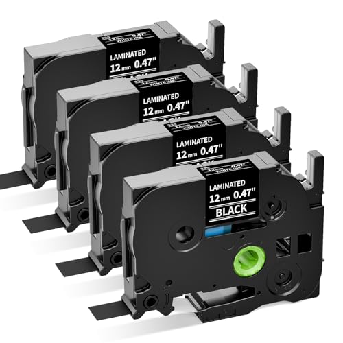 Upwinning TZe-335 Schriftbänder 12mm Schwarz, Tze335 Tze 335 Kompatibel mit Brother P-Touch Beschriftungsgerät H100R PT-H110 H105 H100LB D210 E110 E300, 4 Stück von Upwinning
