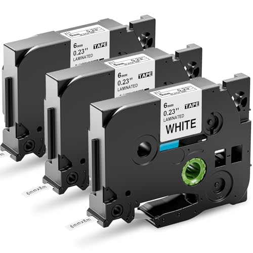 Upwinning TZe-211 6mm 0.23 kompatibel mit Brother P touch Bänder 6mm, Kompatibel TZ Tape 6 mm TZe 211 Tz 211 Schriftbänder Schwarz auf Weiß Laminiert für Brother P-touch H100r H105 900 1000 1280, 3x von Upwinning