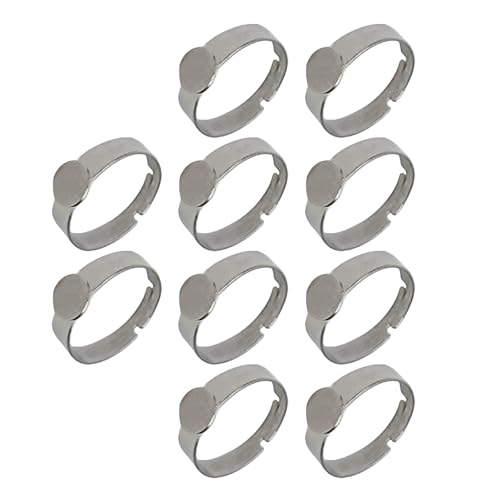 10pcs Robuste Edelstahlringe Blanks Verstellbare Edelstahlringe Unterstützung Für Handwerksbehörden von Uqezagpa