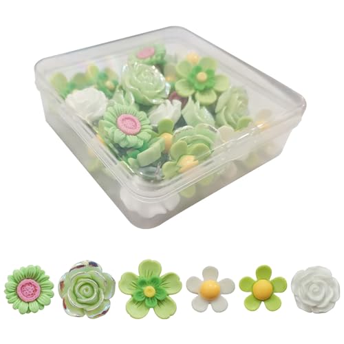 30 Stück Blumen-Reißnägel-Set, dekorative Blumen-Reißzwecken, Kunstharz, Blumen, Reißzwecken, Set für Schule und Büro, bunte Reißzwecken von Uqezagpa