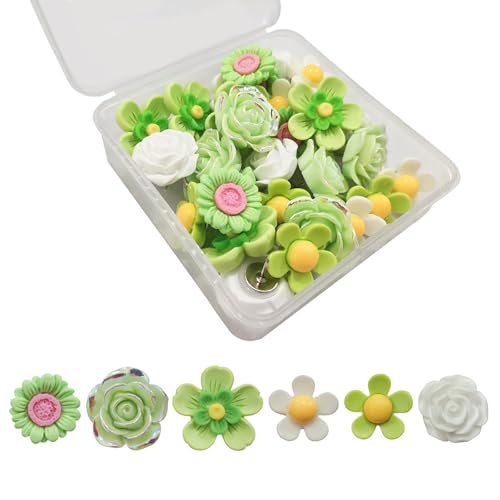 30 Stück Harz-Blumen-Reißnägel, schöne Pinnnadeln, multifunktional, für Fotowand, Klassenzimmer und Schreibtischdekoration, Blumen-Reißzwecken von Uqezagpa