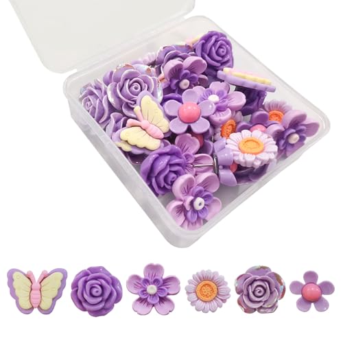 30 Stück Harz-Blumen-Reißnägel, schöne Pinnnadeln, multifunktional, für Fotowand, Klassenzimmer und Schreibtischdekoration, Blumen-Reißzwecken von Uqezagpa