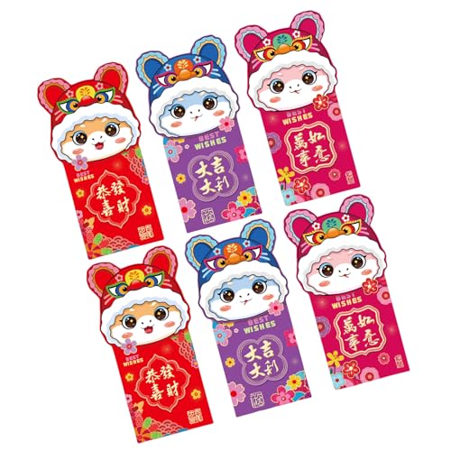 Briefumschläge für traditionelles Frühlingsfest 2025, Schlangenjahr, Geldpakete, Papiertüte, Hongbao, für Silvester, Firmenveranstaltungen, Giveaways, 6 Stück von Uqezagpa