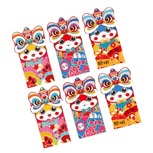 Briefumschläge für traditionelles Frühlingsfest 2025, Schlangenjahr, Geldpakete, Papiertüte, Hongbao, für Silvester, Firmenveranstaltungen, Giveaways, 6 Stück von Uqezagpa
