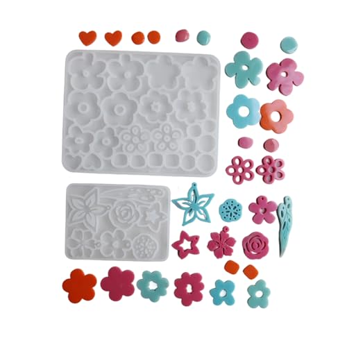 Flexible Silikon-Blumenform, Epoxidharz-Form für Ohrringe, Anhänger, dekorative Halsketten, Charms, Blumenharz-Gussformen, 2 Stück Flexible Silikon-Blumenform, Epoxidharz-Form für Ohrringe, Anhänger, dekorative Halsketten, Charms, Blumenharz-Gussformen, 2 Stück von Uqezagpa