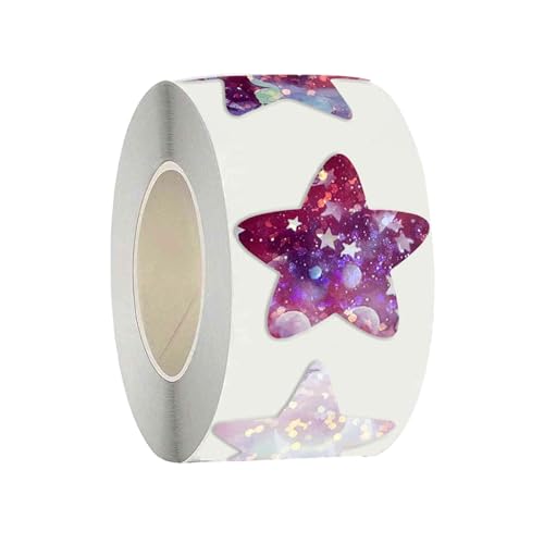 Glitzernde Stern-Aufkleber für Kinder, Belohnung, bunte Sterne, selbstklebende Etiketten für Wand, Klassenzimmer, versiegelte Umschläge, 500 Stück/Rolle von Uqezagpa