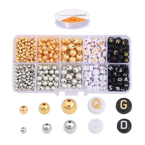Gold Silber Round Spacer Perlen Harz Perlen Schmuck Perlen Briefperlen Für Handgefertigtes Handwerksprojekt Und Schmuckzucht Gold Silber Round Spacer Perlen Harz Perlen Schmuck Perlen Briefperlen Für Handgefertigtes Handwerksprojekt Und Schmuckzucht von Uqezagpa