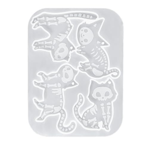 Halloween-Silikon-Katzenschädel, wiederverwendbar, Bastelwerkzeug für Harz, Schlüsselanhänger, Anhänger, Schmuck, lebensmittelechte Materialien, flexibles Silikon zum Backen Halloween-Silikon-Katzenschädel, wiederverwendbar, Bastelwerkzeug für Harz, Schlüsselanhänger, Anhänger, Schmuck, lebensmittelechte Materialien, flexibles Silikon zum Backen von Uqezagpa