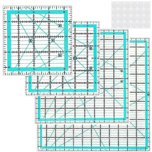 Multifunktionale Acryl-Nähschablonen für Quilten, Patchwork, Stoffmess- und Bastelwerkzeuge, Patchwork-Lineal mit Maßskala, 4 Stück von Uqezagpa