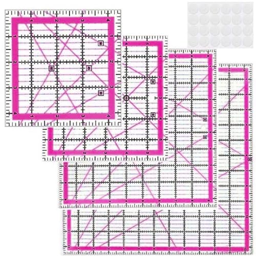 Multifunktionale Acryl-Nähschablonen für Quilten, Patchwork, Stoffmess- und Bastelwerkzeuge, Patchwork-Lineal mit Maßskala, 4 Stück von Uqezagpa