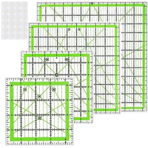 Multifunktionale Acryl-Nähschablonen für Quilten, Patchwork, Stoffmess- und Bastelwerkzeuge, Patchwork-Lineal mit Maßskala, 4 Stück von Uqezagpa