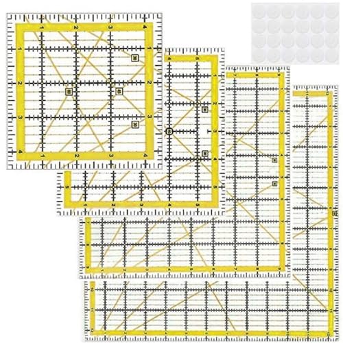 Multifunktionale Acryl-Nähschablonen für Quilten, Patchwork, Stoffmess- und Bastelwerkzeuge, Patchwork-Lineal mit Maßskala, 4 Stück Multifunktionale Acryl-Nähschablonen für Quilten, Patchwork, Stoffmess- und Bastelwerkzeuge, Patchwork-Lineal mit Maßskala, 4 Stück von Uqezagpa