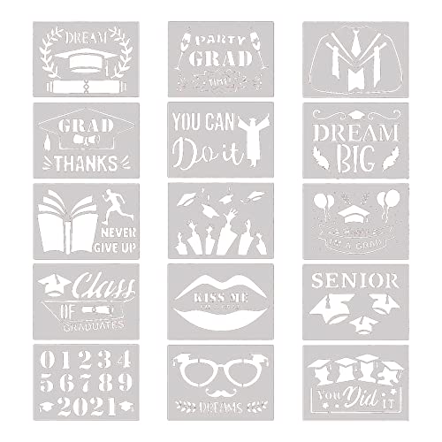 Schablonen-Set für Abschlussfeiern, hohle PET-Schablonen, Album, Manuskript, Berichtsvorlagen, Malen auf Holz, Wandvorlagen für Scrapbooking Schablonen-Set für Abschlussfeiern, hohle PET-Schablonen, Album, Manuskript, Berichtsvorlagen, Malen auf Holz, Wandvorlagen für Scrapbooking von Uqezagpa