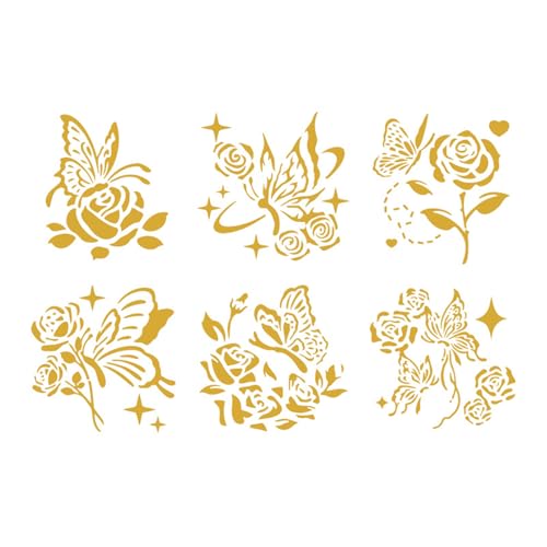 Schmetterlings-Schablonen, Zeichenschablonen, Malschablonen, Blumen für Schulen, Zuhause, Basteln, Blumen, Scrapbooking, Malen, Basteln, 6 Stück von Uqezagpa