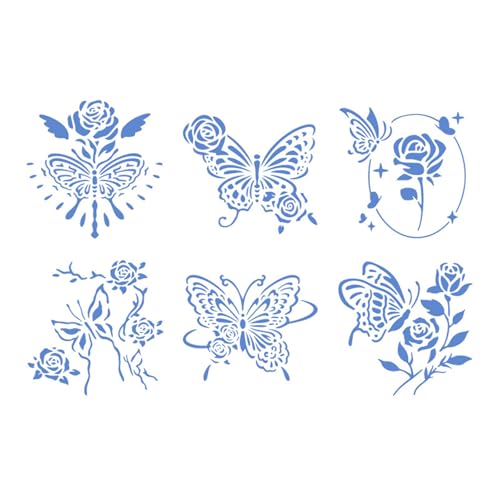 Schmetterlings-Schablonen, Zeichenschablonen, Malschablonen, Blumen für Schulen, Zuhause, Basteln, Blumen, Scrapbooking, Malen, Basteln, 6 Stück Schmetterlings-Schablonen, Zeichenschablonen, Malschablonen, Blumen für Schulen, Zuhause, Basteln, Blumen, Scrapbooking, Malen, Basteln, 6 Stück von Uqezagpa