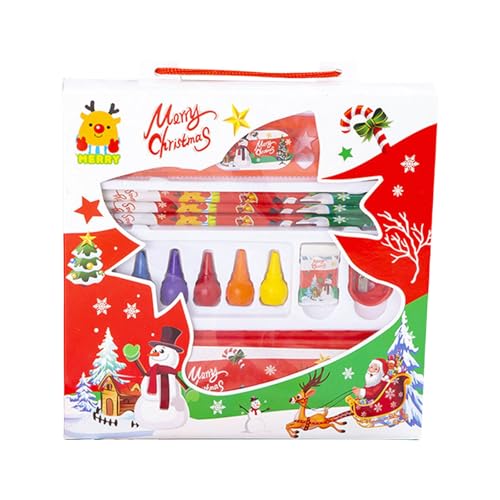Schreibwaren-Set für Kinder, für Mädchen, Jungen, Weihnachten, Federmäppchen, Lineal, Radiergummi, Spitzer, Buntstift, Büro, Schreibtischzubehör Schreibwaren-Set für Kinder, für Mädchen, Jungen, Weihnachten, Federmäppchen, Lineal, Radiergummi, Spitzer, Buntstift, Büro, Schreibtischzubehör von Uqezagpa