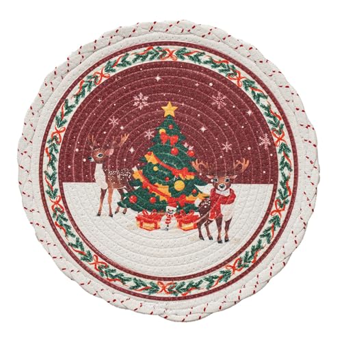 Tischset für Weihnachten, Feiertage, rund, Polyester, wasserdicht, wiederverwendbar, Heimdekoration, Esstischdekoration Tischset für Weihnachten, Feiertage, rund, Polyester, wasserdicht, wiederverwendbar, Heimdekoration, Esstischdekoration von Uqezagpa