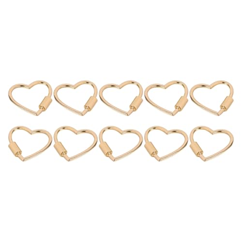 Uqezagpa 10 x Herz-Karabiner, Schlüsselanhänger-Clip für Schlüssel, Tasche, Gurt, Schnallen, Metall-Karabiner-Clip mit Schraubverschluss von Uqezagpa