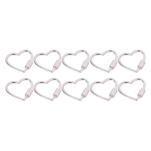 Uqezagpa 10 x Herz-Karabiner, Schlüsselanhänger-Clip für Schlüssel, Tasche, Gurt, Schnallen, Metall-Karabiner-Clip mit Schraubverschluss von Uqezagpa