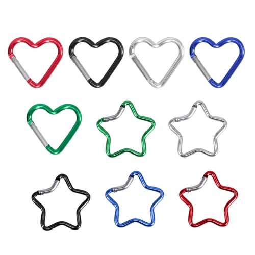Uqezagpa 10 x Herz-Stern-Federschnapp-Clip, Metall-Schlüsselanhänger, Schnalle, Rucksäcke, Karabiner, Hundeketten-Schnallenverbinder Uqezagpa 10 x Herz-Stern-Federschnapp-Clip, Metall-Schlüsselanhänger, Schnalle, Rucksäcke, Karabiner, Hundeketten-Schnallenverbinder von Uqezagpa