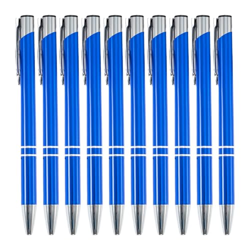 Uqezagpa 10 x Kugelschreiber, 1,0 mm, einziehbarer Kugelschreiber, Metall, Büro, glattes Schreibwaren, Schule, Bürobedarf von Uqezagpa