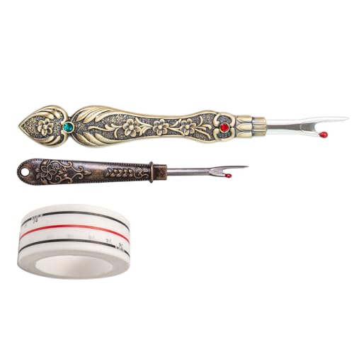 Uqezagpa 2 x Metall-Nahttrenner mit Nähband, Nähnaht-Fadenentferner, Werkzeug für Nadelarbeiten, Muster-Nähen Uqezagpa 2 x Metall-Nahttrenner mit Nähband, Nähnaht-Fadenentferner, Werkzeug für Nadelarbeiten, Muster-Nähen von Uqezagpa