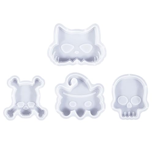 Uqezagpa 4 Stück/Set Halloween-Kerzenformen, Ornamentformen, Kürbisse, Silikonform, Fledermäuse, Gipsformen, handgefertigtes Epoxidharz von Uqezagpa