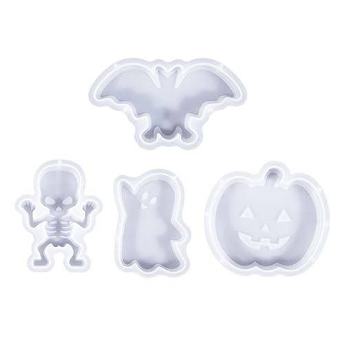 Uqezagpa 4 Stück/Set Halloween-Kerzenformen, Ornamentformen, Kürbisse, Silikonform, Fledermäuse, Gipsformen, handgefertigtes Epoxidharz von Uqezagpa