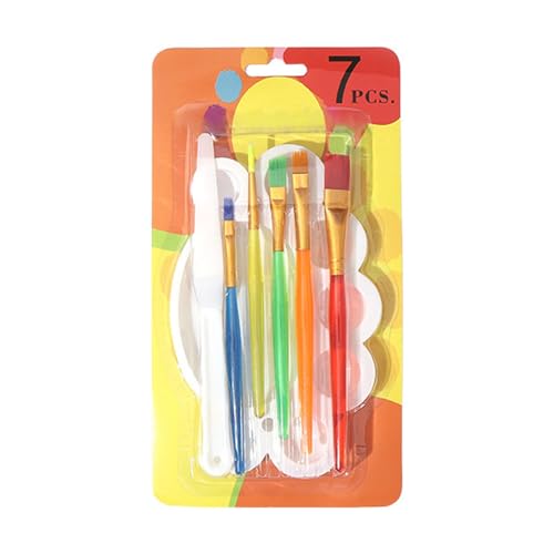 Uqezagpa 7-teiliges Kinder-Pinsel-Paletten-Set, Aquarellpinsel für Kleinkinder und flache Spitze Uqezagpa 7-teiliges Kinder-Pinsel-Paletten-Set, Aquarellpinsel für Kleinkinder und flache Spitze von Uqezagpa