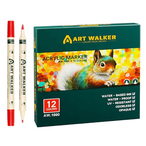 Uqezagpa Acryl-Marker mit Doppelspitze, 12/24/36 Farben, Pinselstift auf Wasserbasis, für Scrapbooking, Tagebuch, Kalender, Planer, Kartenherstellung, professionelle Illustrationen, Marker Uqezagpa Acryl-Marker mit Doppelspitze, 12/24/36 Farben, Pinselstift auf Wasserbasis, für Scrapbooking, Tagebuch, Kalender, Planer, Kartenherstellung, professionelle Illustrationen, Marker von Uqezagpa
