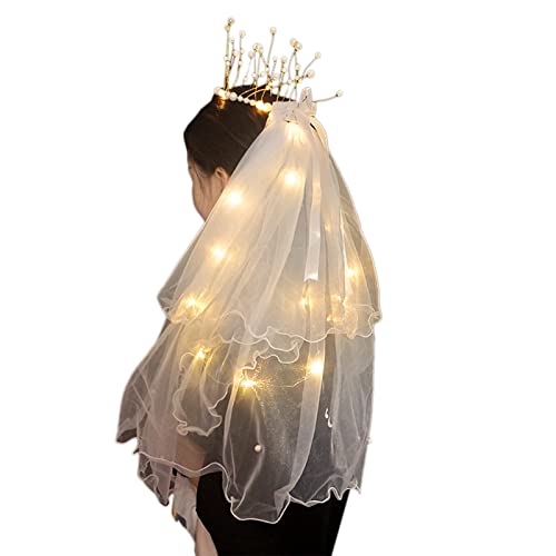 Uqezagpa Beleuchteter Hochzeitsschleier, LED-Brautschleier, LED-Licht, Hochzeits-Kopfschmuck, Brautkapelle, Kronen Uqezagpa Beleuchteter Hochzeitsschleier, LED-Brautschleier, LED-Licht, Hochzeits-Kopfschmuck, Brautkapelle, Kronen von Uqezagpa