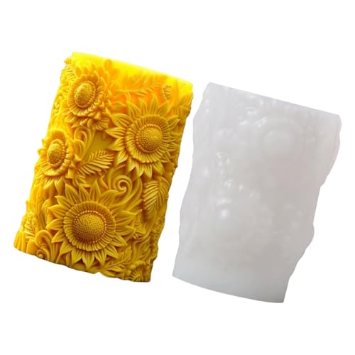 Uqezagpa Blumen-Zylinder-Kerzenform, Schnitzmuster, Silikonformen, Ornament-Formen, handgefertigte Gießformen, Handwerk von Uqezagpa