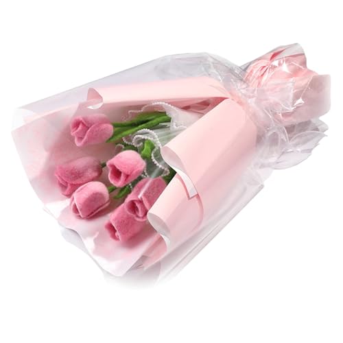 Uqezagpa Blumensträuße Wollfilz-Set Anfänger Nadelfilzzubehör mit Filznadel Anleitung Wolle Roving Holz von Uqezagpa