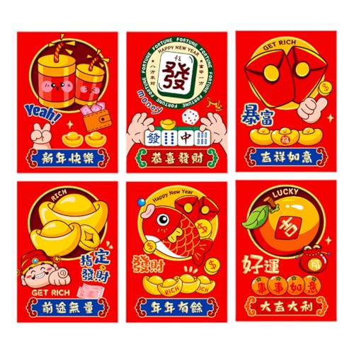 Uqezagpa Briefumschläge für traditionelles Frühlingsfest 2025, Schlangenjahr, Geldpakete, Papiertüte, Hongbao, 6 Stück Uqezagpa Briefumschläge für traditionelles Frühlingsfest 2025, Schlangenjahr, Geldpakete, Papiertüte, Hongbao, 6 Stück von Uqezagpa