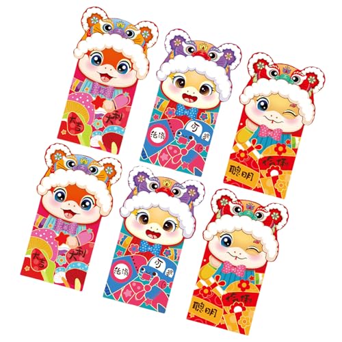 Uqezagpa Briefumschläge für traditionelles Frühlingsfest 2025, Schlangenjahr, Geldpakete, Papiertüte, Hongbao, 6 Stück von Uqezagpa