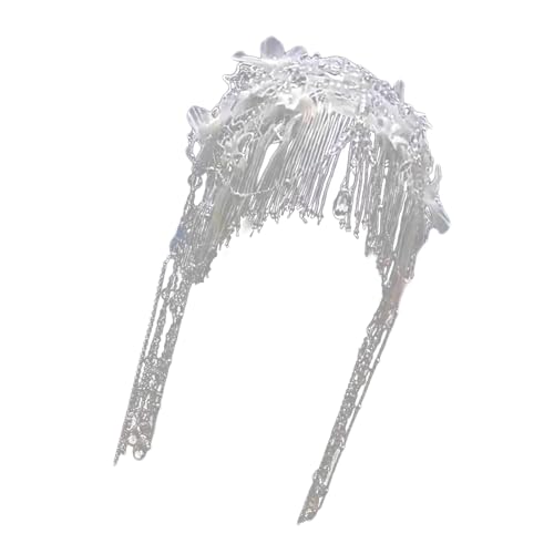 Uqezagpa Elegante Brautperlen, Spitzen-Quasten, Kopfschmuck, französische Hochzeitsfotografie, Zubehör, Perlen, verzierte Spitzen-Quasten von Uqezagpa