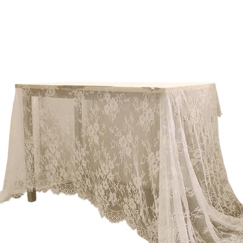 Uqezagpa Elegante Spitzentischdecke mit Blumenstickerei, Tischdecken für Hochzeit, Empfang, Vintage, Zuhause, Esszimmer, Party Uqezagpa Elegante Spitzentischdecke mit Blumenstickerei, Tischdecken für Hochzeit, Empfang, Vintage, Zuhause, Esszimmer, Party von Uqezagpa