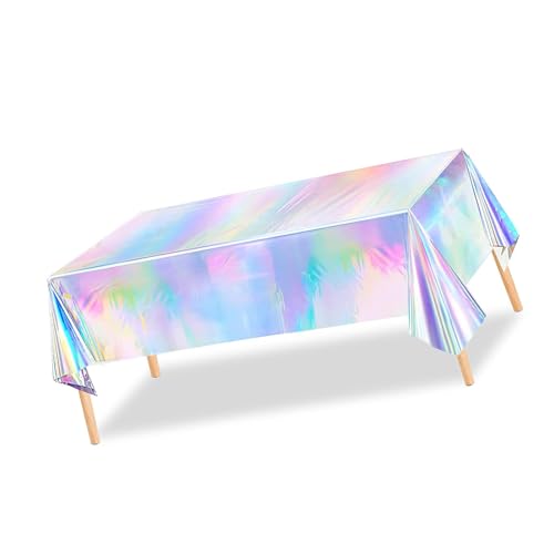 Uqezagpa Extra große Einweg-Tischdecke, holografische Tischdecke, wasserdicht, Party-Dekoration für Geburtstage Uqezagpa Extra große Einweg-Tischdecke, holografische Tischdecke, wasserdicht, Party-Dekoration für Geburtstage von Uqezagpa
