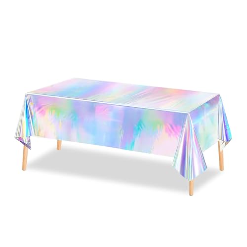 Uqezagpa Extra große Einweg-Tischdecke, holografische Tischdecke, wasserdicht, Party-Dekoration für Geburtstage Uqezagpa Extra große Einweg-Tischdecke, holografische Tischdecke, wasserdicht, Party-Dekoration für Geburtstage von Uqezagpa
