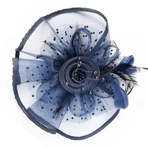 Uqezagpa Fascinator aus Netzstoff, gefiedert, 1920er-Jahre-Kostüm, Kopfbedeckung für Damen, Themen-Event, ideal für Cocktail-Partys, Teepartys, Stirnbänder von Uqezagpa