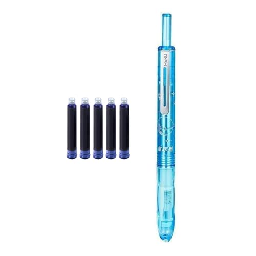 Uqezagpa Füllfederhalter mit 5 Tintenpatronen, 0,38 mm feine Spitze, einziehbare Tinte, Metallfüller für Studenten, Damen, Herren, kreatives Journaling von Uqezagpa